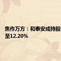 焦作万方：和泰安成持股比例降至12.20%