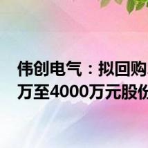 伟创电气：拟回购2000万至4000万元股份