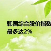 韩国综合股价指数跌幅最多达2%