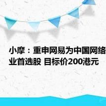 小摩：重申网易为中国网络游戏行业首选股 目标价200港元