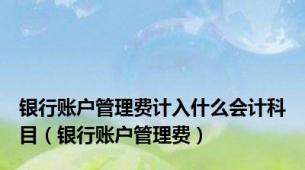 银行账户管理费计入什么会计科目（银行账户管理费）