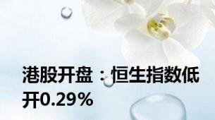 港股开盘：恒生指数低开0.29%