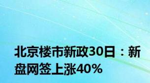 北京楼市新政30日：新盘网签上涨40%