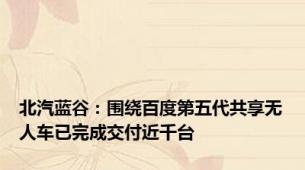北汽蓝谷：围绕百度第五代共享无人车已完成交付近千台