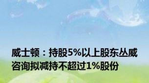 威士顿：持股5%以上股东丛威咨询拟减持不超过1%股份