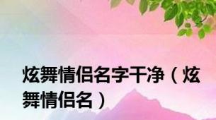 炫舞情侣名字干净（炫舞情侣名）