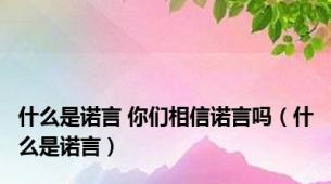 什么是诺言 你们相信诺言吗（什么是诺言）