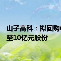 山子高科：拟回购6亿元至10亿元股份