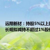 远翔新材：持股5%以上股东李长明拟减持不超过1%股份