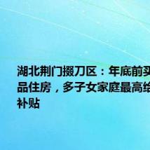 湖北荆门掇刀区：年底前买新建商品住房，多子女家庭最高给予6万元补贴