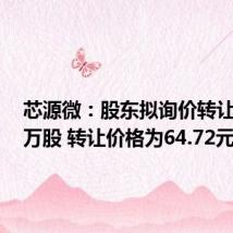 芯源微：股东拟询价转让200.4万股 转让价格为64.72元/股