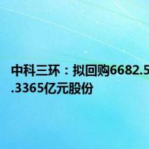 中科三环：拟回购6682.5万元-1.3365亿元股份
