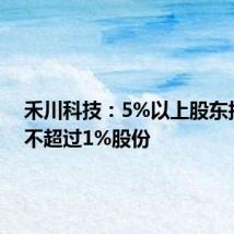禾川科技：5%以上股东拟减持不超过1%股份