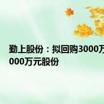 勤上股份：拟回购3000万元至5000万元股份