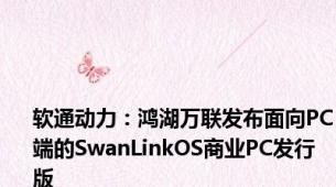软通动力：鸿湖万联发布面向PC端的SwanLinkOS商业PC发行版