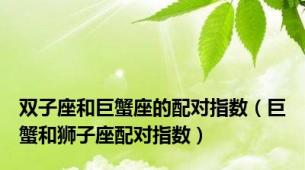 双子座和巨蟹座的配对指数（巨蟹和狮子座配对指数）