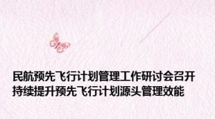 民航预先飞行计划管理工作研讨会召开 持续提升预先飞行计划源头管理效能