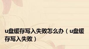 u盘缓存写入失败怎么办（u盘缓存写入失败）