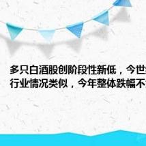 多只白酒股创阶段性新低，今世缘回应：行业情况类似，今年整体跌幅不大