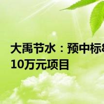 大禹节水：预中标8582.10万元项目