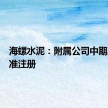 海螺水泥：附属公司中期票据获准注册