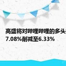 高盛将对哔哩哔哩的多头持仓从7.08%削减至6.33%
