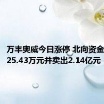 万丰奥威今日涨停 北向资金买入9525.43万元并卖出2.14亿元