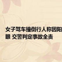 女子驾车撞倒行人称因阳光太刺眼 交警判定事故全责