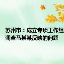 苏州市:成立专项工作组,核查调查马某某反映的问题