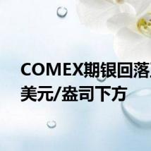 COMEX期银回落至28美元/盎司下方
