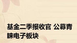 基金二季报收官 公募青睐电子板块