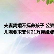 夫妻离婚不抚养孩子 公婆起诉前儿媳要求支付21万带娃费