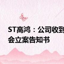 ST高鸿:公司收到证监会立案告知书