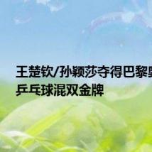 王楚钦/孙颖莎夺得巴黎奥运会乒乓球混双金牌
