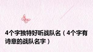 4个字独特好听战队名（4个字有诗意的战队名字）