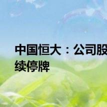 中国恒大：公司股份继续停牌