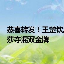 恭喜转发！王楚钦/孙颖莎夺混双金牌