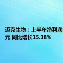 迈克生物：上半年净利润2.02亿元 同比增长15.38%