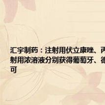 汇宇制药：注射用伏立康唑、丙戊酸钠注射用浓溶液分别获得葡萄牙、德国上市许可