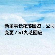 新董事长花落国资，公司控制权变更？ST九芝回应