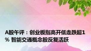 A股午评：创业板指高开低走跌超1% 智能交通概念股反复活跃