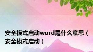 安全模式启动word是什么意思（安全模式启动）