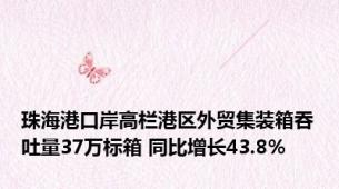 珠海港口岸高栏港区外贸集装箱吞吐量37万标箱 同比增长43.8%