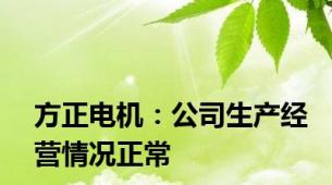 方正电机：公司生产经营情况正常