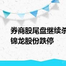 券商股尾盘继续杀跌，锦龙股份跌停