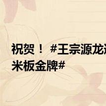 祝贺！ #王宗源龙道一3米板金牌#