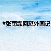 #张雨霏回怼外国记者#