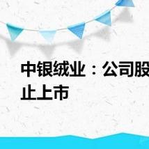 中银绒业：公司股票终止上市