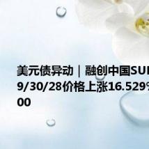美元债异动｜融创中国SUNAC 0 09/30/28价格上涨16.529%报22.800