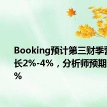 Booking预计第三财季营收将增长2%-4%，分析师预期增长6.9%